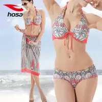 hosa浩沙镶水晶女分体泳衣 带衫裙女泳衣 大码