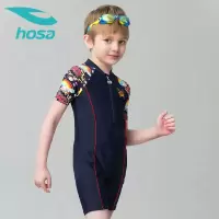 hosa浩沙连体平角儿童泳衣 男童中大童游泳衣2020新款带拉链可爱Y