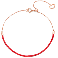 周大福首饰SOINLOVE蜜豆红绳款18K金彩金手链VE32