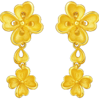 周大福花月佳期系列幸福四叶足金精致金饰品耳钉计价(工费:128)F203911