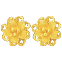 周大福时尚花朵足金金饰品耳钉F163112（计价工费68)F163112