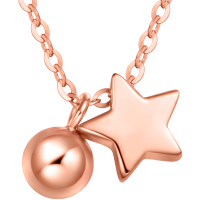 周大福珠宝首饰星星18K金彩金项链套链吊坠E125127
