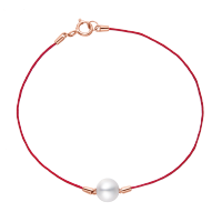 周大福珠宝首饰红绳款简约18K金珍珠手链T74497