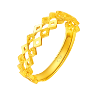 周大福珠宝首饰时尚优雅足金金饰品戒指(工费:48)计价F217502