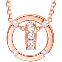 周大福小心意系列简约18K金彩金钻石项链吊坠U175658