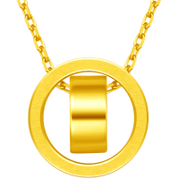 周大福 珠宝简约圆形足金金项链吊坠计价甄品F206495（工费：208元）