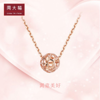 周大福珠宝首饰镂空转运珠18K金彩金吊坠精选 E105697