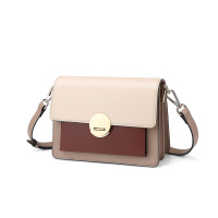 稻草人女士包包牛皮时尚撞色百搭单肩包潮洋气斜挎小方包