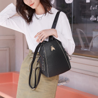 稻草人双肩包女2020新款时尚百搭真皮书包背包休闲女士肩包ins风