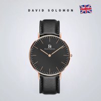 David Solomon手表时尚商务石英男表 白面咖啡色皮质 40MM