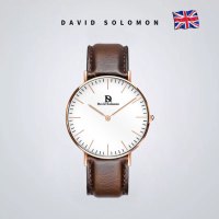 David Solomon手表女式学生款休闲时尚简约防水黑色皮质正品腕表