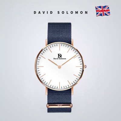 David Solomon手表时尚商务石英男表 白面蓝色经纶 40MM