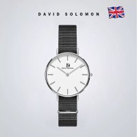 David Solomon女士手表优雅时尚简约ins风圆盘指针 黑面银链女表
