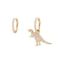 APM Monaco 周冬雨明星同款薄荷绿晶钻小恐龙耳环 不对称动物耳坠 精致个性耳饰