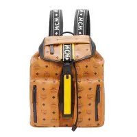 MCM 奢侈品 新款双肩包 中性经典干邑色双背包抽绳旅行包 MMKASBG05CO001