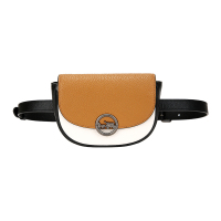 自营 新品 COACH 蔻驰 品 女士棕白拼色皮革腰包 F88006 QBMYC