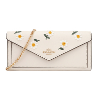 蔻驰新款COACH 奢侈品 女士白色皮质小号单肩斜挎钱包手包手拎包链条包迷你包