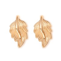 MYFD 耳钉女18K包金知性优雅系列简约时尚一叶识你金色叶子耳钉 MYE18422GP