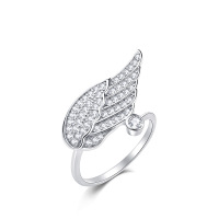 MYFD 戒指女S925银色镶晶钻酷炫系列时尚芊泽花叶晚宴戒指送女友礼物 MYR18320