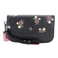 COACH 蔻驰 奢侈品 女士专柜款小号黑色印花皮革钱包手拎包送女友 27060 BPBLK