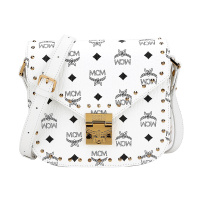 MCM 新款女士白色人造革铆钉单肩斜挎马鞍包送女友 MWR9SPA24WT001