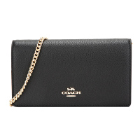 COACH 蔻驰 奢侈品 女士专柜款黑色皮革单肩斜挎链条包腰包两用包送女友 68338 GDBLK