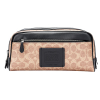 COACH 蔻驰 奢侈品 男士卡其黑色人造革配皮双拉链手拿包送男友送父亲 70071 KHA