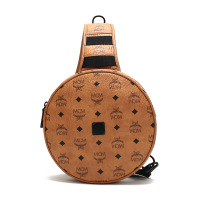 MCM 女士 1976系列Visetos女士干邑色人造革圆形斜挎包礼物送女友 MMRASMV01CO001