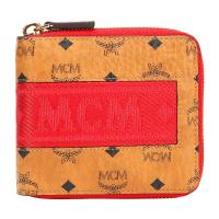 MCM 新款 FLIGHT PRINT 旅行元素小号短款钱包 干邑色/白色 MZS9SVI95CO001