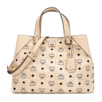 MCM 奢侈品 女士新款米色人造革手提包单肩斜挎包礼物送女友 MWT9SSE48IG001