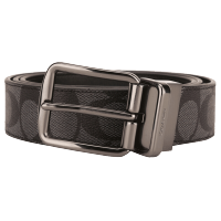 COACH 蔻驰 奢侈品 男士黑灰色皮质腰带皮带礼物送男友送长辈 F64839 CQ/BK