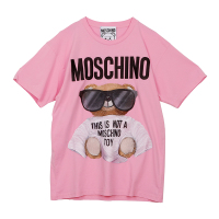 MOSCHINO 莫斯奇诺女士粉色棉质短袖刺绣小熊T桖07065540 V1222