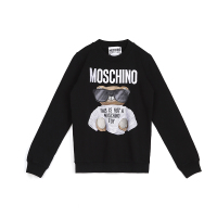 MOSCHINO 莫斯奇诺女士黑色棉质刺绣小熊卫衣圆领长袖上衣V17085527 1555 40