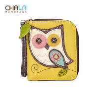 chala钱包短款女猫头鹰折叠式钱包女个性复古欧美时尚短款