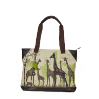 chala艺术帆布包女文艺包包女大容量森系复古帆布包女ins风单肩包长颈鹿