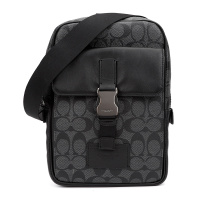 COACH 蔻驰 奢侈品 男士新款黑灰色PVC配皮单肩斜挎包胸包送男友C2711 QBMI5