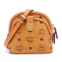 MCM 奢侈品 女士新款Anna Visetos系列干邑色人造革迷你手提单肩斜挎包MWRBSNN01CO001