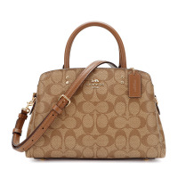 蔻驰（COACH） 奢侈品 女士卡其色配皮中号单肩手提包斜挎包礼物送女友