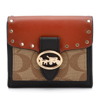 蔻驰 COACH 奢侈品 女士新品卡其拼色PVC配皮短款钱包钱夹送女友6791 IMRL7