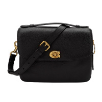 蔻驰 COACH 奢侈品 女士新款专柜款黑色抛光鹅卵石纹皮革CASSIE手提单肩斜挎包 68348 B4/BK