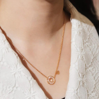 Emporio Armani 阿玛尼项链轻奢商务休闲女士玫瑰金色镶钻吊坠送女友礼物节日礼物 EG3457221