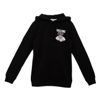 MOSCHINO 莫斯奇诺奢侈品女装女士白色棉质刺绣小熊休闲连帽卫衣简约上衣春装17095527 V1001