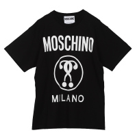 MOSCHINO 莫斯奇诺 女士黑色棉质Double Question Mark图案T恤休闲短袖夏装上衣07115540