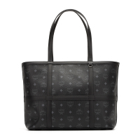 MCM奢侈品女士Visetos Delmy系列黑色配皮中号手提肩背托特包购物袋大容量MWPBSER01BK00