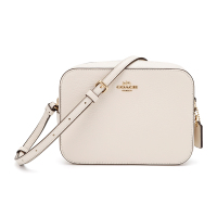 蔻驰新款COACH奢侈品女士白色皮质单肩斜挎相机包休闲包礼物送女友87734 IMCHK