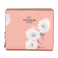 蔻驰 COACH 奢侈品 礼盒款女士粉色印花PVC配皮短款手拿包钱包C2889 SVSEQ