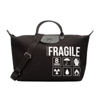 珑骧LONGCHAMP男女通用LE PLIAGE黑色图案大号织物短柄手提单肩包旅行袋大容量L1624 HNN