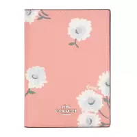 蔻驰 COACH 奢侈品 礼盒款女士粉色印花PVC短款手拿卡包护照夹配行李牌C3061 SVSEQ