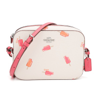 蔻驰 COACH 奢侈品 女士小号白色印花人造革单肩斜挎小方包C4216 SVCAH