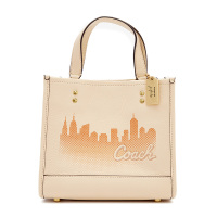 COACH 蔻驰 奢侈品 女士Dempsey系列纽约skyline图案米色皮质托特包斜跨包手拎包C6494 IMM6H